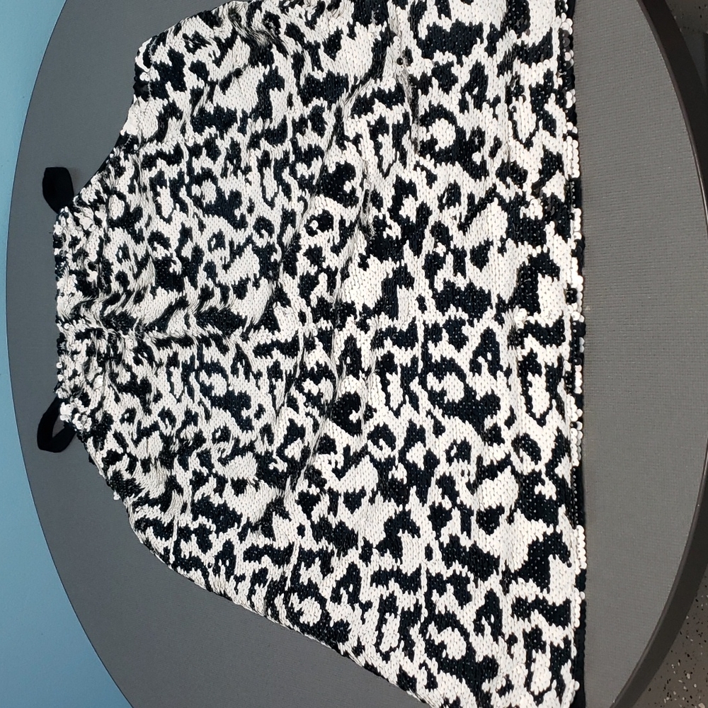 INC  black and white sequin tank with sold black back
